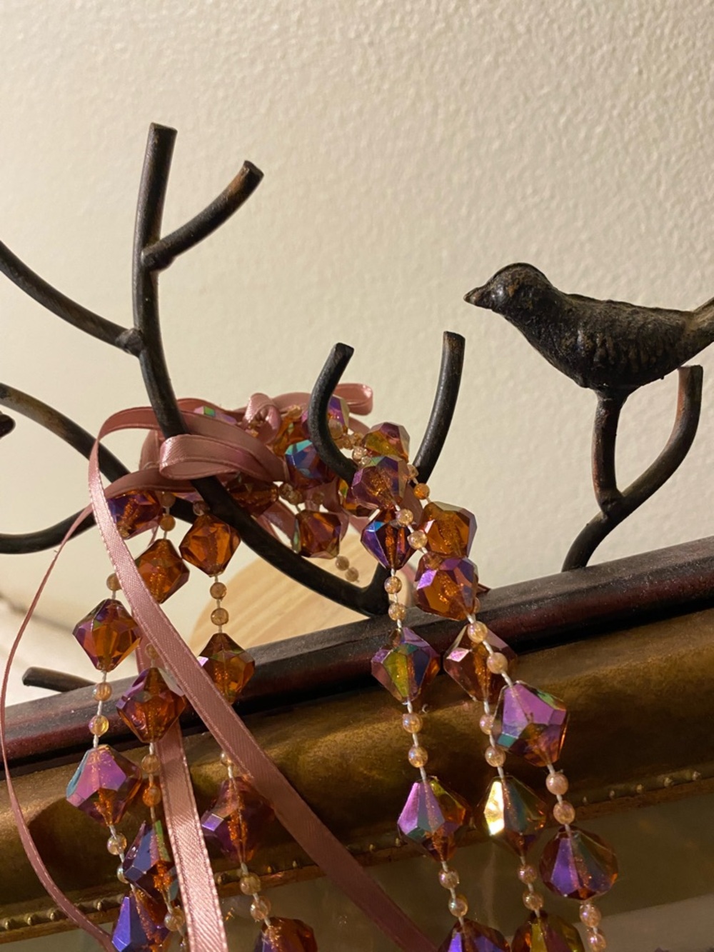 Hand Crafted Purple Iridescent Crystal Bib Necklace - Picture 5 of 6